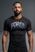  Men's black compression gym t-shirt front view — Forge Athleisure
